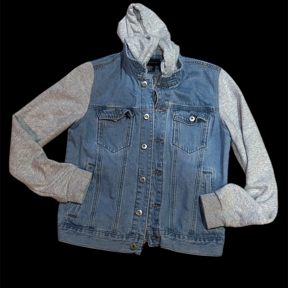 Forever 21 Blue Denim Jacket with Gray Accents